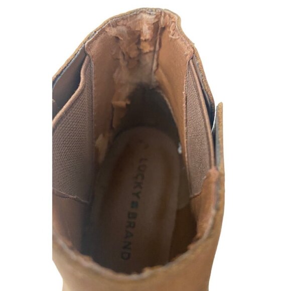 Lucky Brand Leather Benissa Booties Ankle Boots Dark Saddle Tan/Brown Size 6.5 - Picture 6 of 14